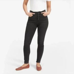 Everlane High-Rise Skinny Button Fly Ankle Jeans Size 35 Washed Out Black Gray